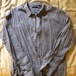 Blue and white stripe linen cotton shirt